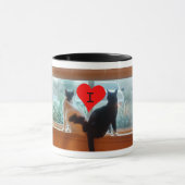 Ik hartkatten, foto van katten op ramen mok (Midden)