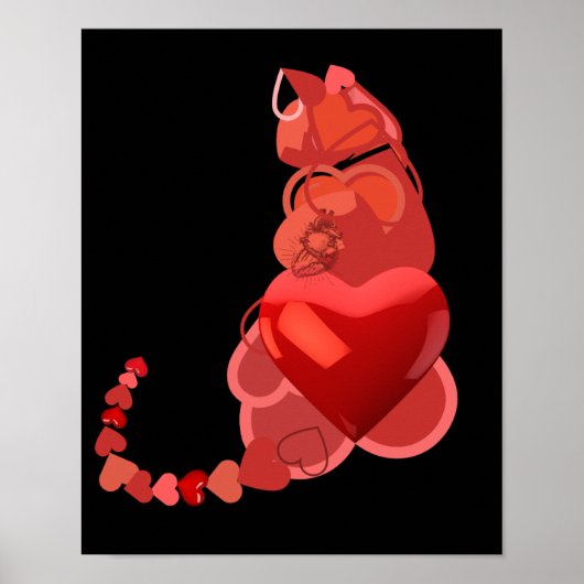 Ik hartkatten zwarte en rode vlinderdeken poster (Voorkant)