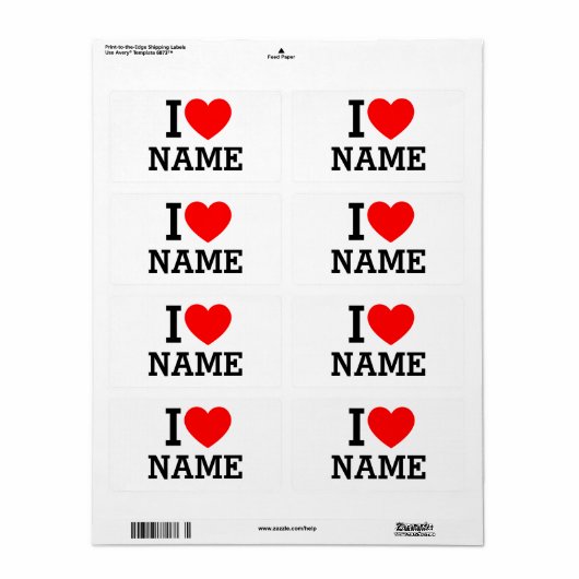 Ik hartnaam etiket (Full Sheet)