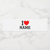 Ik hartnaam waterfles etiket (Enkel label)