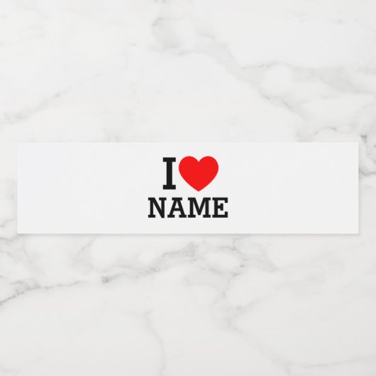 Ik hartnaam waterfles etiket (Enkel label)