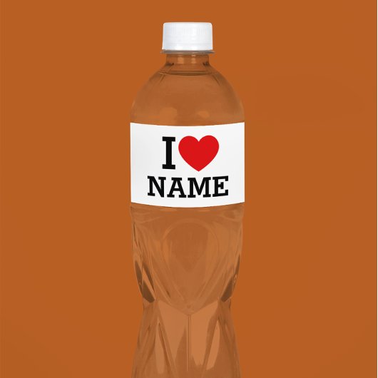 Ik hartnaam waterfles etiket