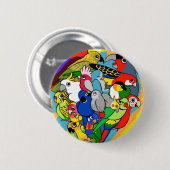 Ik hartritme schattige cartoon ronde button 5,7 cm (Voorkant /achterkant)