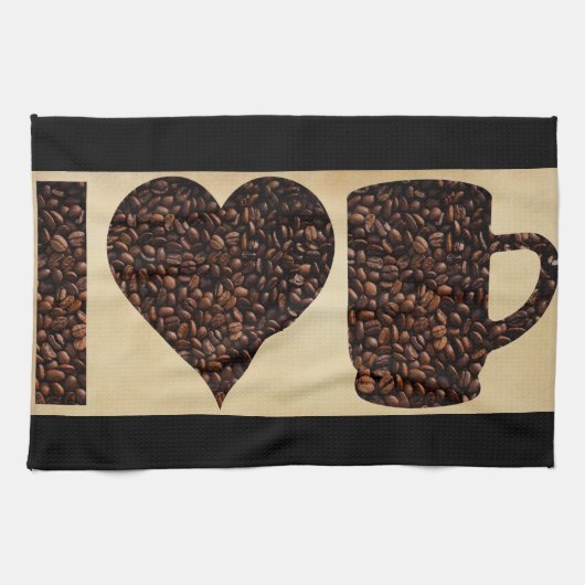 Ik "Heart" Coffee Kitchen Towel Theedoek (Horizontaal)