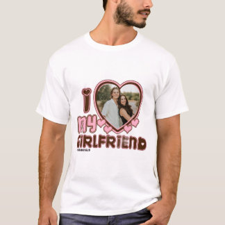 Ik HEART Mijn Vriendin Aangepaste Foto Liefde T-Sh T-shirt
