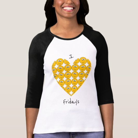 Ik "Heart" vrijdag met glimlachende Emojis T-Shirt (Voorkant)