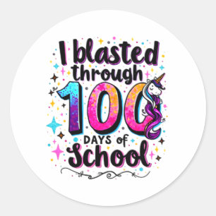 Ik heb 100 dagen eenhoorn op school doorgebracht ronde sticker