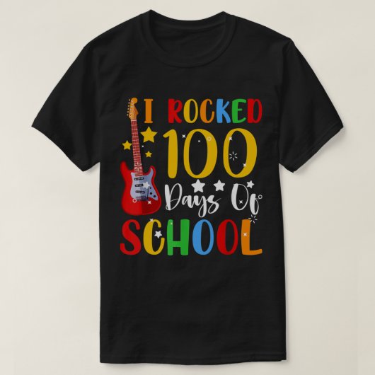 Ik heb 100 dagen op school gitaarmuziek uitgerold t-shirt (Design voorkant)