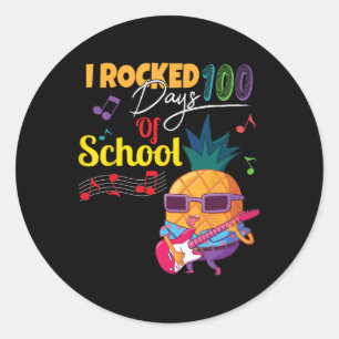 Ik heb 100 dagen op school Guitar Lover Music 100 Ronde Sticker