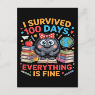 Ik heb 100 dagen overleefd Cute Monster T-shirt Feestdagenkaart