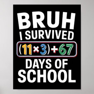 Ik heb 100 dagen school overleefd Bruh wiskunde ve Poster