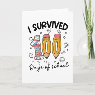 Ik heb 100 dagen school overleefd Cute 100 dagen  Kaart