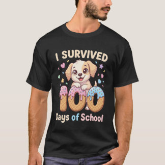 Ik heb 100 dagen school overleefd Funny Punny Hond T-shirt