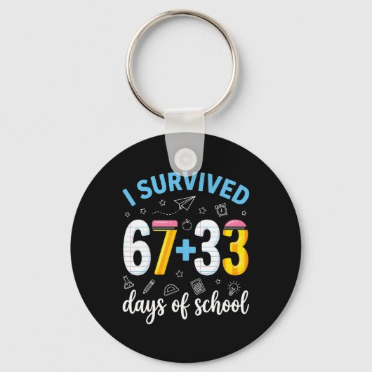 Ik heb 100 dagen school overleefd Six Seven Meme L Sleutelhanger (Voorkant)