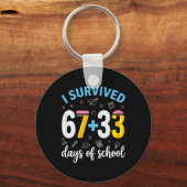 Ik heb 100 dagen school overleefd Six Seven Meme L Sleutelhanger (Voorkant)