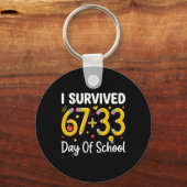 Ik heb 100 dagen school overleefd Six Seven Meme L Sleutelhanger (Voorkant)