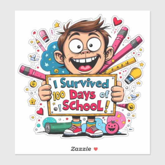 Ik heb 100 dagen school overleefd sticker (Vel)