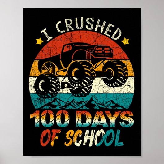 Ik heb 100 dagen van de schoolMonster Truck Kinder Poster (Voorkant)