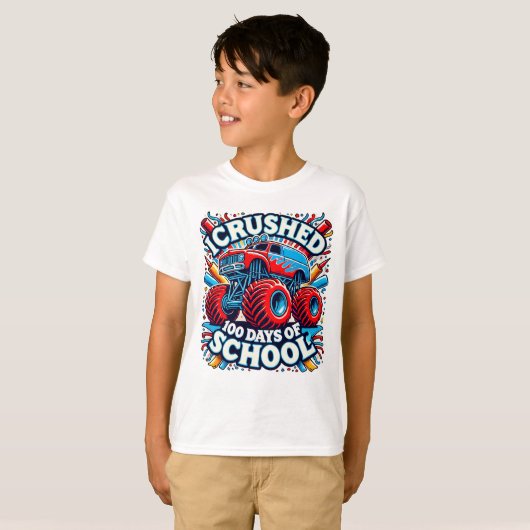 Ik heb 100 dagen van de schoolMonster Truck Kinder T-shirt (Voorkant volledig)