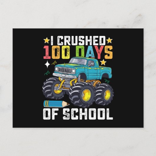 Ik heb 100 dagen van de schoolMonster Truck oversp Briefkaart (Voorkant)