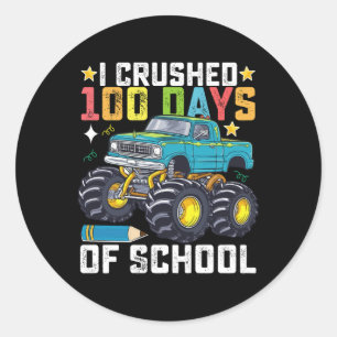 Ik heb 100 dagen van de schoolMonster Truck oversp Ronde Sticker