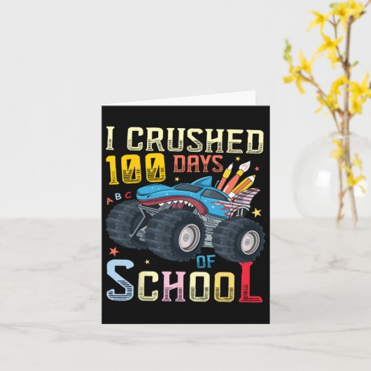 Ik heb 100 dagen van de schoolMonster Tuck Happy 1 Kaart (Gele Bloem)