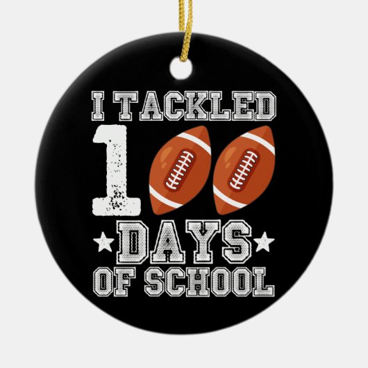 Ik heb 100 dagen van het Football van de School be Keramisch Ornament (Voorkant)