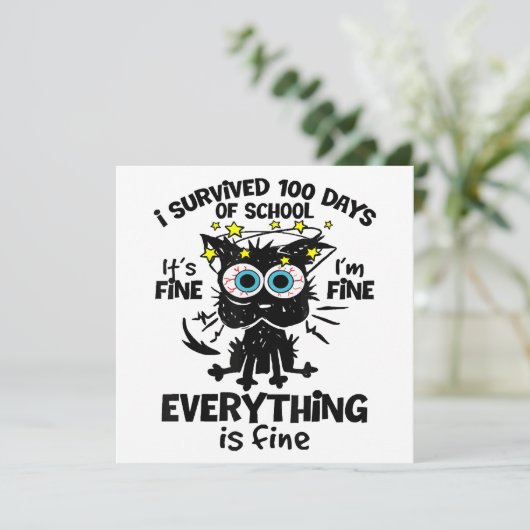 Ik heb 100 dagen van school overleefd Het is goed  Kaart (Staand voorkant)