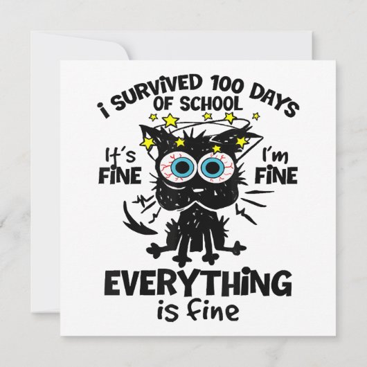 Ik heb 100 dagen van school overleefd Het is goed  Kaart (Achterkant)