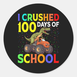 Ik heb 100 dagen van schoolmonster Truck Dinosau o Ronde Sticker