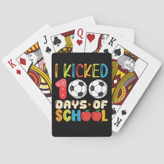 Ik heb 100 Days of School Soccer Lover getrapt Pokerkaarten (Achterkant)