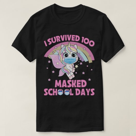 Ik heb 100 gemaskerde schooldagen overleefd t-shirt (Design voorkant)