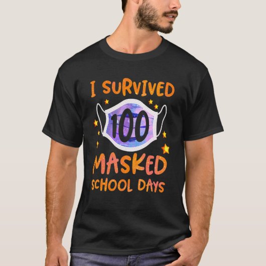 Ik heb 100 gemaskerde schooldagen overleefd t-shirt (Voorkant)