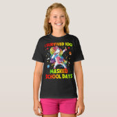 Ik heb 100 gemaskerde schooldagen overleefd t-shirt (Voorkant volledig)