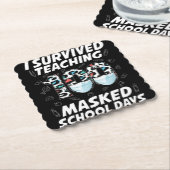 Ik heb 100 gemaskerde schooldagen overleven kartonnen onderzetters (Gebogen)