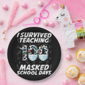 Ik heb 100 gemaskerde schooldagen overleven papieren bordje (Feest)