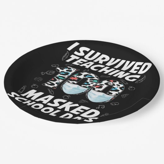 Ik heb 100 gemaskerde schooldagen overleven papieren bordje