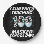 Ik heb 100 gemaskerde schooldagen overleven papieren bordje (Voorkant)
