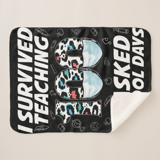Ik heb 100 gemaskerde schooldagen overleven sherpa deken (Voorkant (horizontaal))