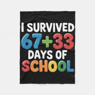 Ik heb 67+33 dagen school overleefd 100ste dag Wis Fleece Deken