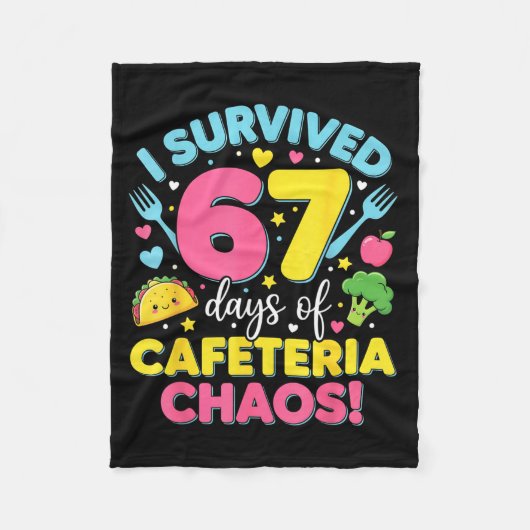 Ik heb 67 dagen cafetaria-chaos meme overleefd fleece deken (Voorkant)