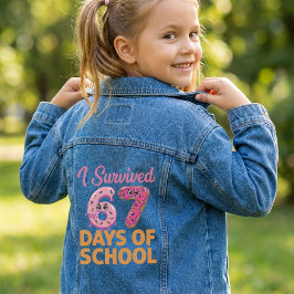 Ik heb 67 dagen school-donut overleefd Grappige ki Denim Jacket