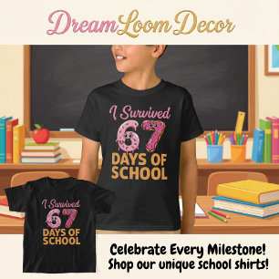 Ik heb 67 dagen school-donut overleefd Grappige ki T-shirt