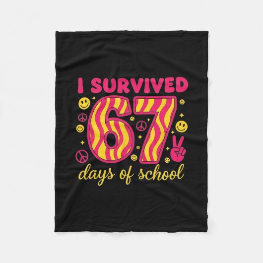 Ik heb 67 dagen school overleefd 100 dagen Brainro Fleece Deken (Voorkant)