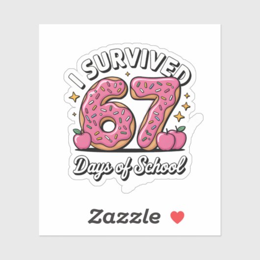 Ik heb 67 dagen school overleefd 100 dagen school sticker (Vel)