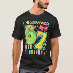 Ik heb 67 dagen school overleefd Coquette strik le T-shirt