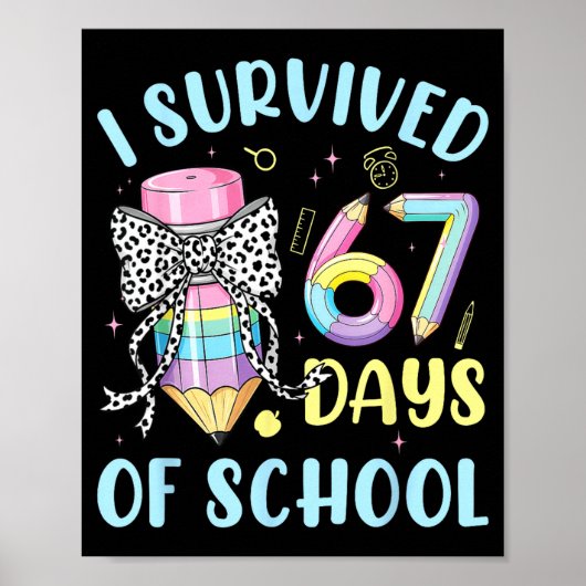 Ik heb 67 dagen school overleefd Cute Pastel Potlo Poster (Voorkant)