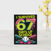 Ik Heb 67 Dagen School Overleefd Funny 67 Baseball Kaart (Gele Bloem)
