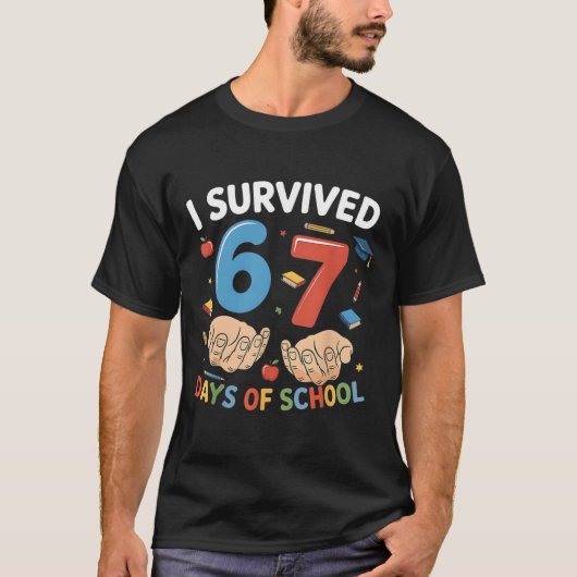 Ik heb 67 dagen school overleefd Funny 67 kinderen T-shirt (Voorkant)