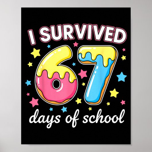 Ik heb 67 dagen school overleefd Funny 67 Meme Ler Poster (Voorkant)